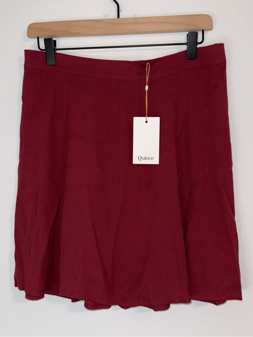NWT Quince Lightweight Crepe A-Line Mini Skirt Maroon Sz M